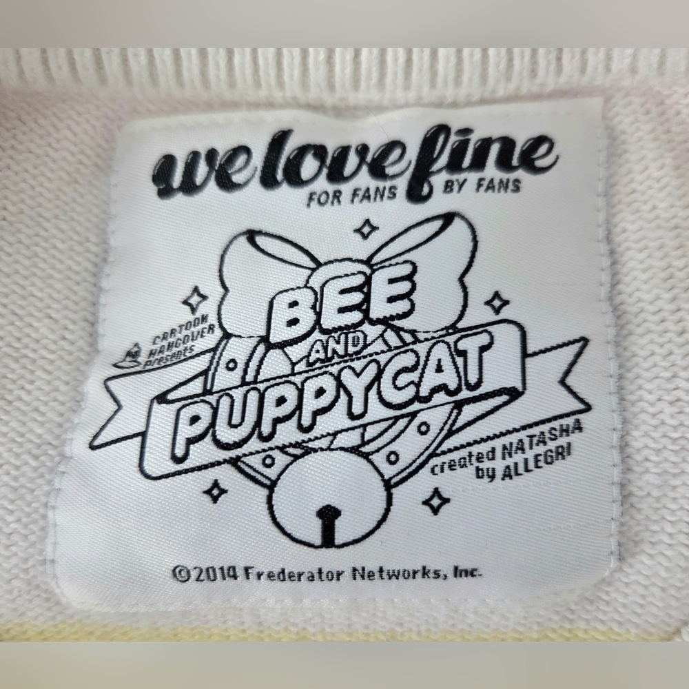 RARE BEE AND PUPPYCAT WE LOVE FINE STRIPED KNIT SWEATER. - Picture 3 of 6